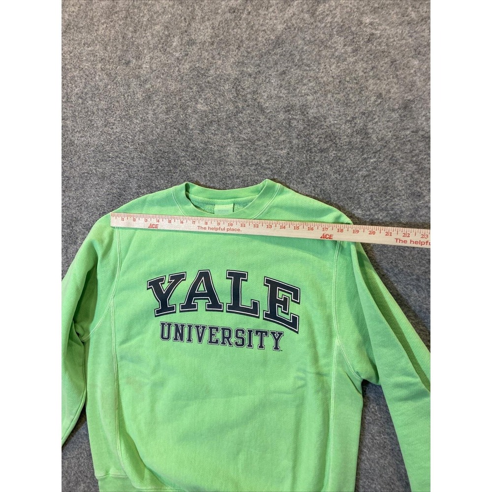Vintage 90's Yale University Champion Reverse Weave Sweater Size M Lime Green - Picture 6 of 11